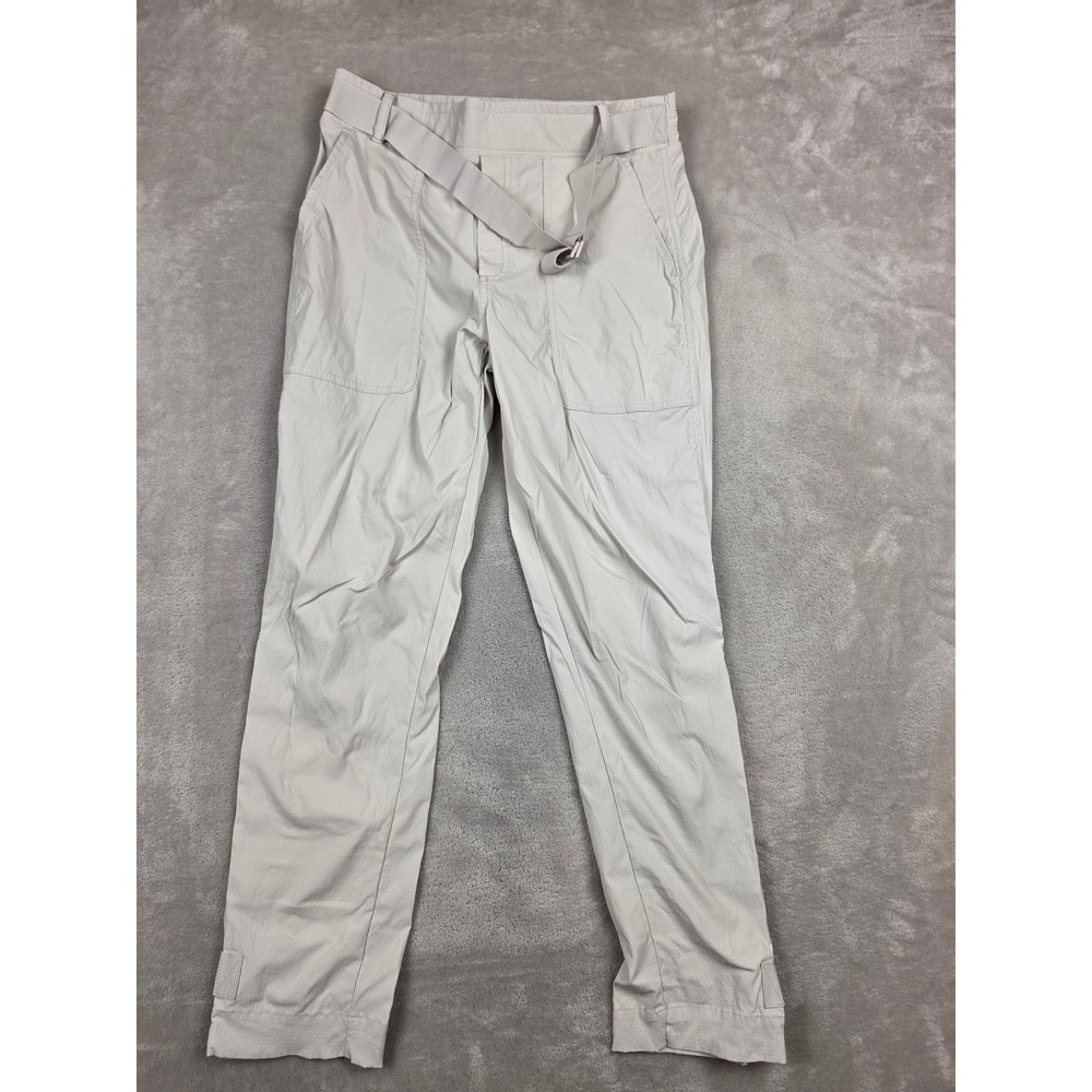 Athleta Trekkie Pants Womens 4 Gray Hiking Outdoor Belted Ankle Zip 530625